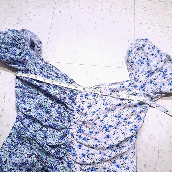 Stradivarius| Floral Ruched Women's mini dress blocked colors - Picture 9 of 9